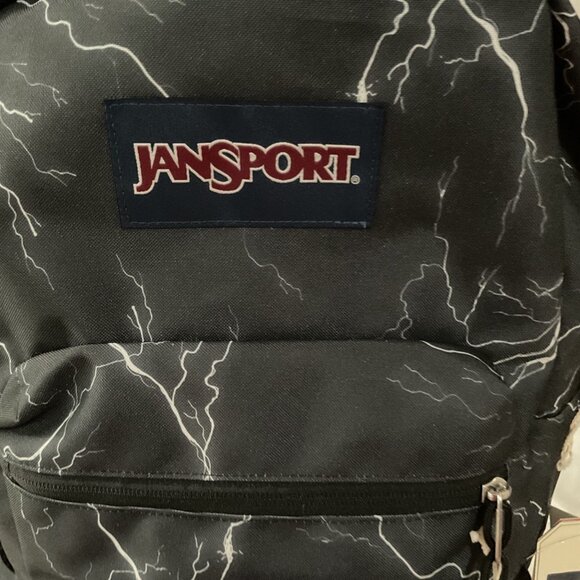 Jansport Superbreak Backpack Lightning Print Black 15" Laptop Sleeve Durable Rec - Picture 2 of 5